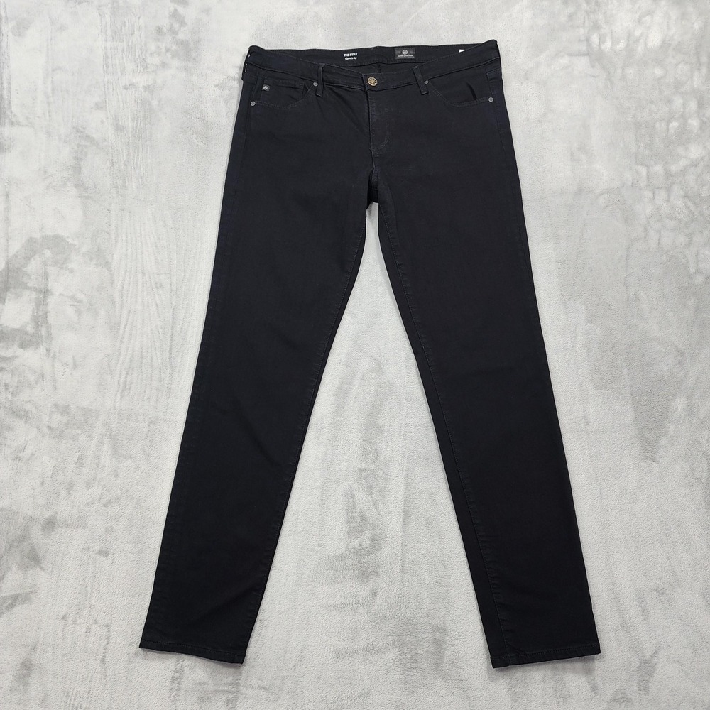 AG Adriano Goldschmied Jeans Womens 32R Black‎ Mid Rise The Stilt Skinny Stretch